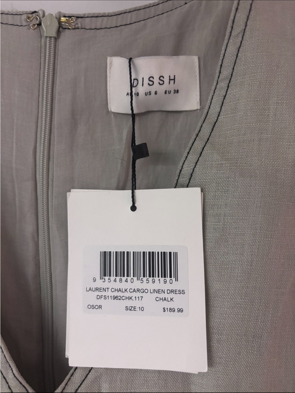 NWT DISSH Dress Laurent maxi Cargo Chalk
Linen dress size 6 - Picture 3 of 7